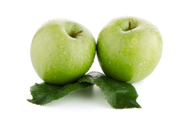 Two fresh green apples