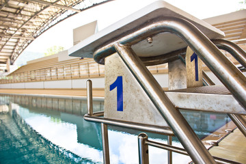Naklejka premium Starting platforms in the swimming pool