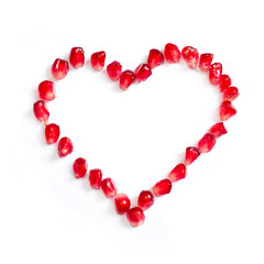 pomegranate seeds in heart shape