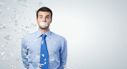 Speechless businessman