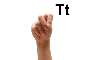 T kid hand spelling american sign language ASL