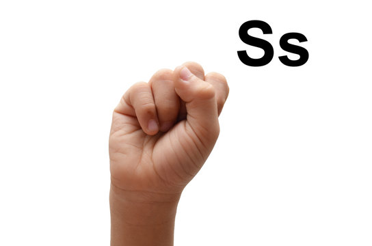 S kid hand spelling american sign language ASL