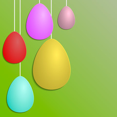 Green Paper Card with Easter Eggs, Abstract Vector Illustration