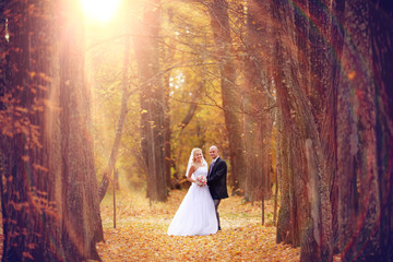 bride and groom walking