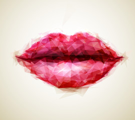 Beautiful woman lips formed by abstract triangles - 60306235