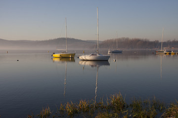 sailboats on a lake