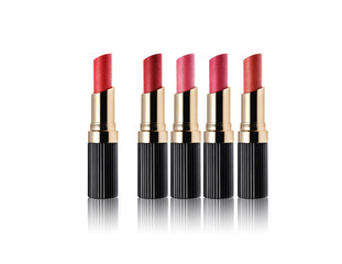 Set of lipsticks isolated on white