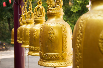 gold bell in buddha temple Thailand