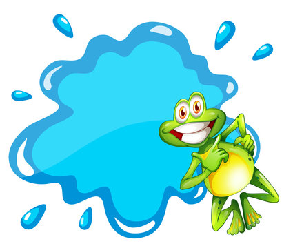 A smiling frog beside the blue empty template