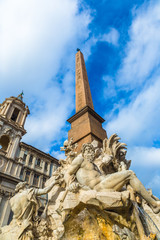 Fototapeta na wymiar Fontanna na Piazza Navona - Placu Navona w Rzymie, Włochy