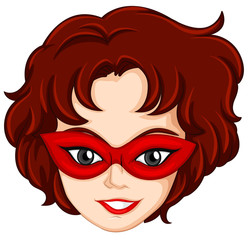 A head of a lady with a mask