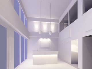 reception interior at night ,3d render