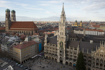 Fototapeta na wymiar Aerial view of the New Town Hall of Munich