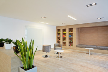 Empty lounge at business center