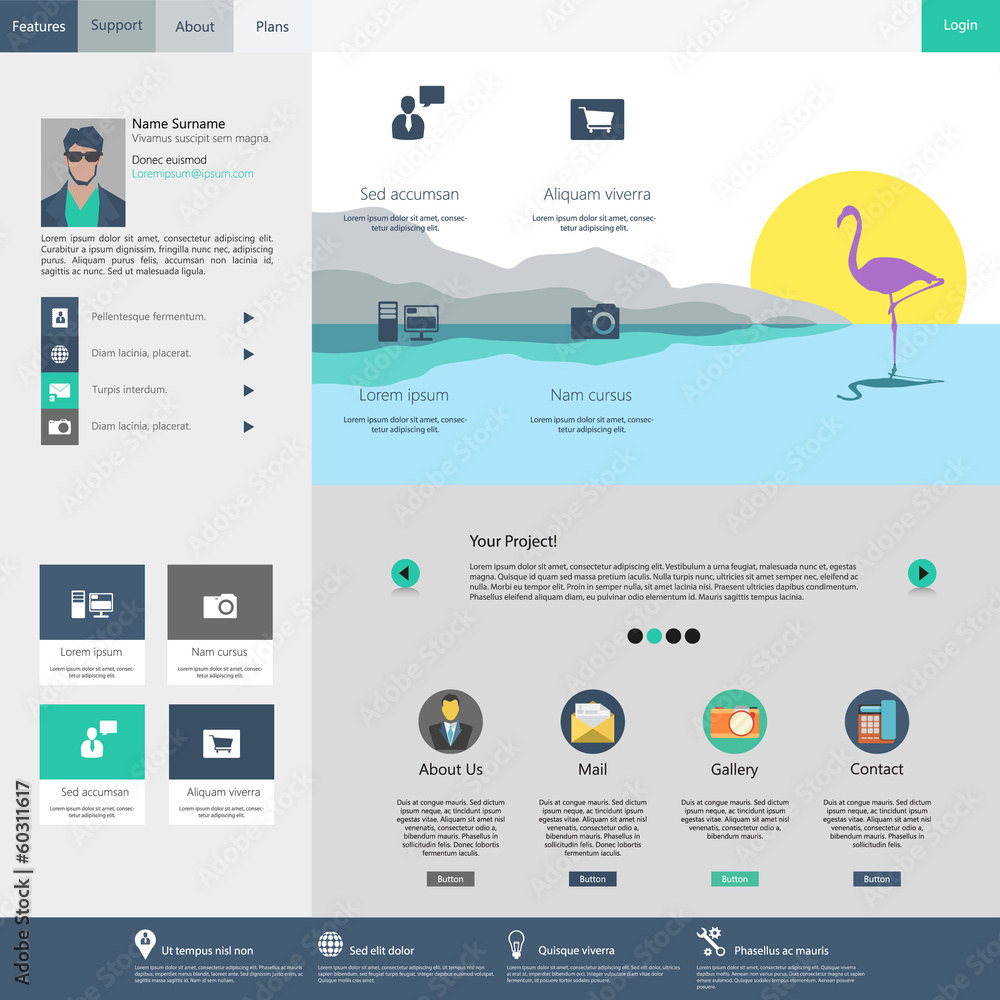 Canvas Prints flat website template design