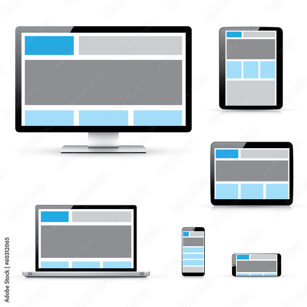 Aufkleber modern responsive computer laptop tablet and smartphone vectors