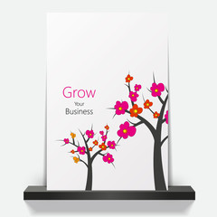 Spring flower tree Business magazine cover. Vector illustration