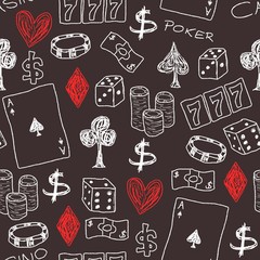 Casino - gambling doodle background