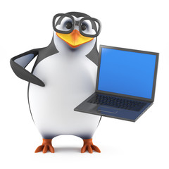 Academic penguin with laptop