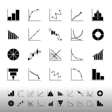 Set of diagram and graph icons on white background
