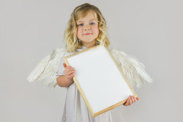 Angel with white blank board