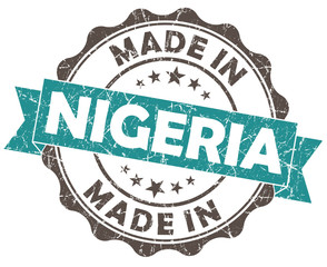 made in nigeria turquoise grey grunge damaged seal