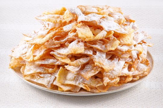 Angel wings (Faworki), cakes deep-fried in oil