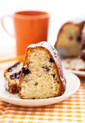 Piece of homemade bundt cake on plate