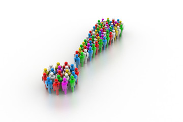 exclamation mark made from colorful 3d people