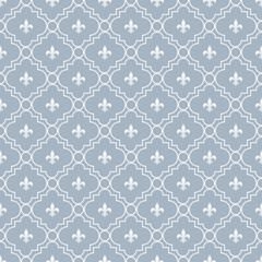 White and Pale Blue Fleur-De-Lis Pattern Textured Fabric Backgro