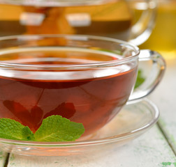 Tea in a glass cup