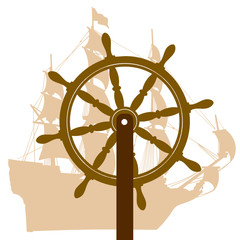 ship and rudder color vector