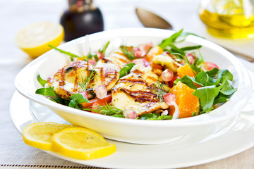 Halloumi with Orange and Rocket salad
