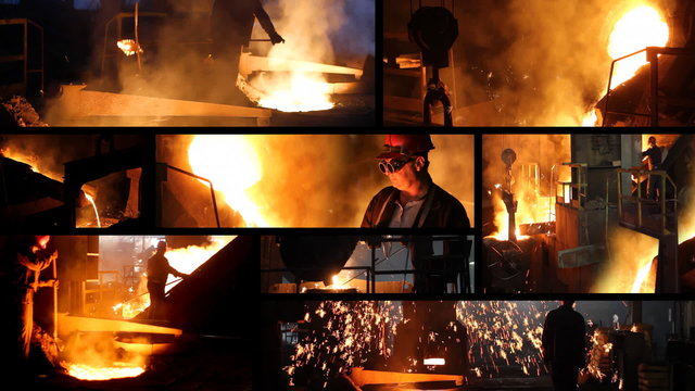 Working in a foundry, steel mill