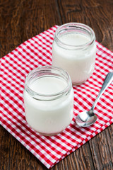 Jars of fresh yogurt