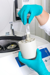 Picture of a person working in a lab