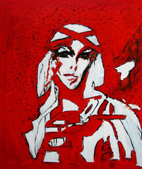 Valkyrie warrior woman, oil painting on canvas