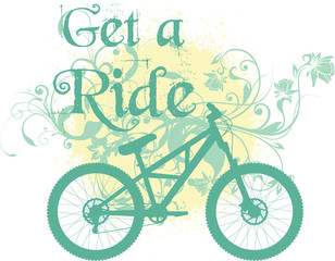 Vector bike silhouette with floral ornaments