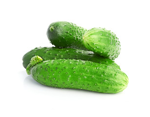 green cucumbers  isolated on white background