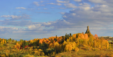 Naklejka premium The wooden architecture of the Russian North