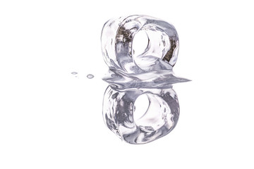 Ice cubes over white background