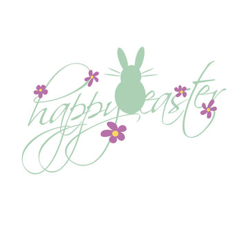 easter bunny, happy easter, handwriting with symbols