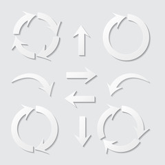 set of paper arrows with shadows