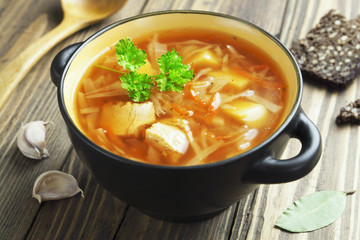 Cabbage soup with meat