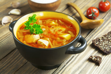 Cabbage soup with meat