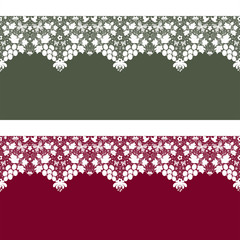 Seamless lace pattern texture on green and red
