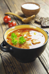 Cabbage soup with meat
