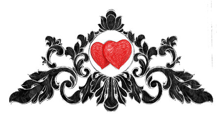 Red heart in a black frame