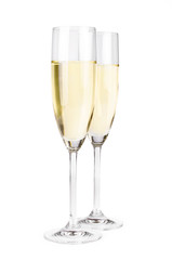 A pair of champagne flutes with clipping path