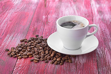 coffee cup and beans